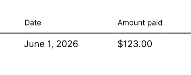 The same cropped receipt row after editing, showing an amount paid of 123 dollars